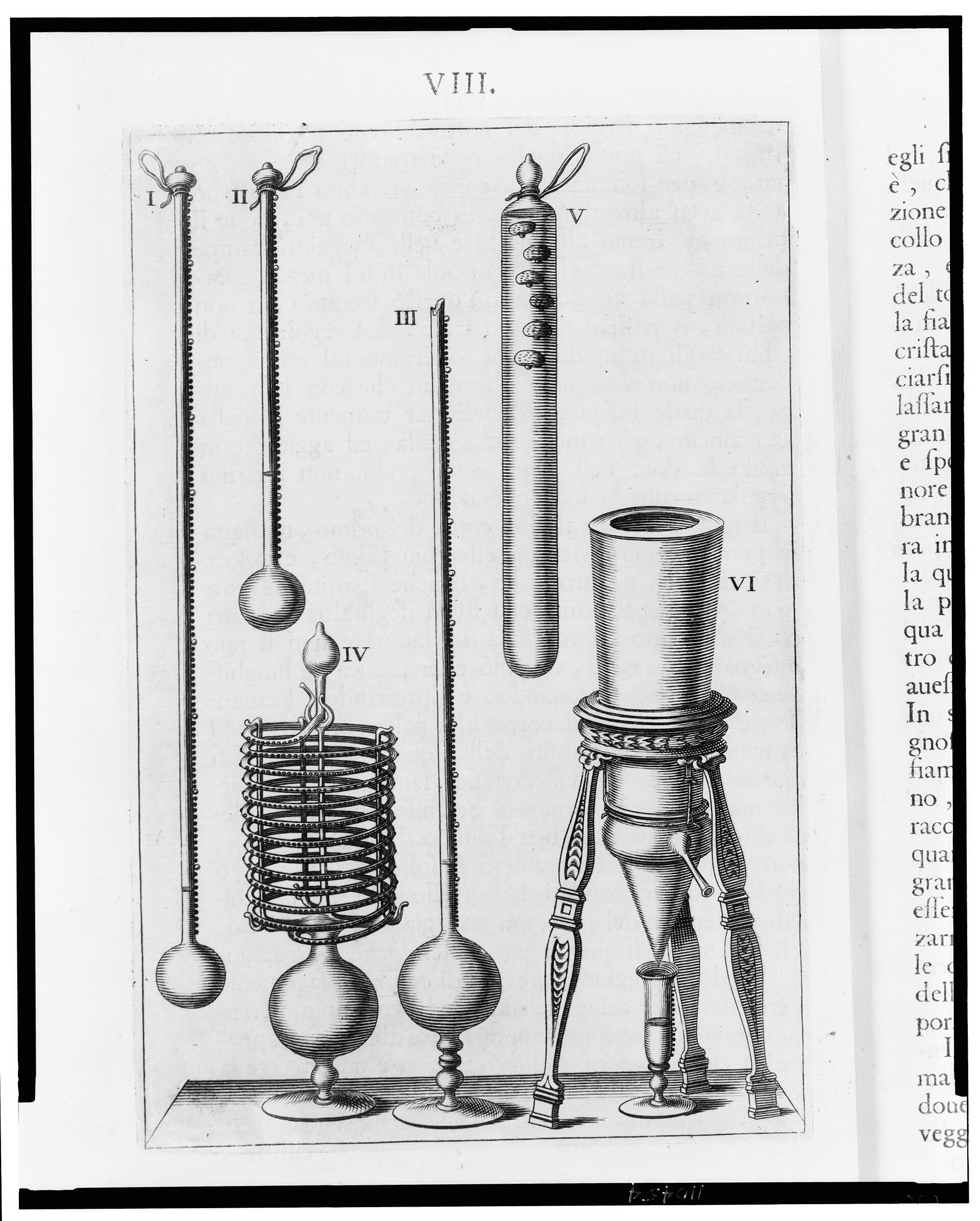 Seventeenth-century engraving of early thermometers and a hygrometer